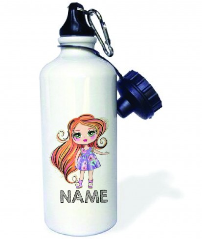 Personalised Cute Doll Aluminum Water Bottle with Name